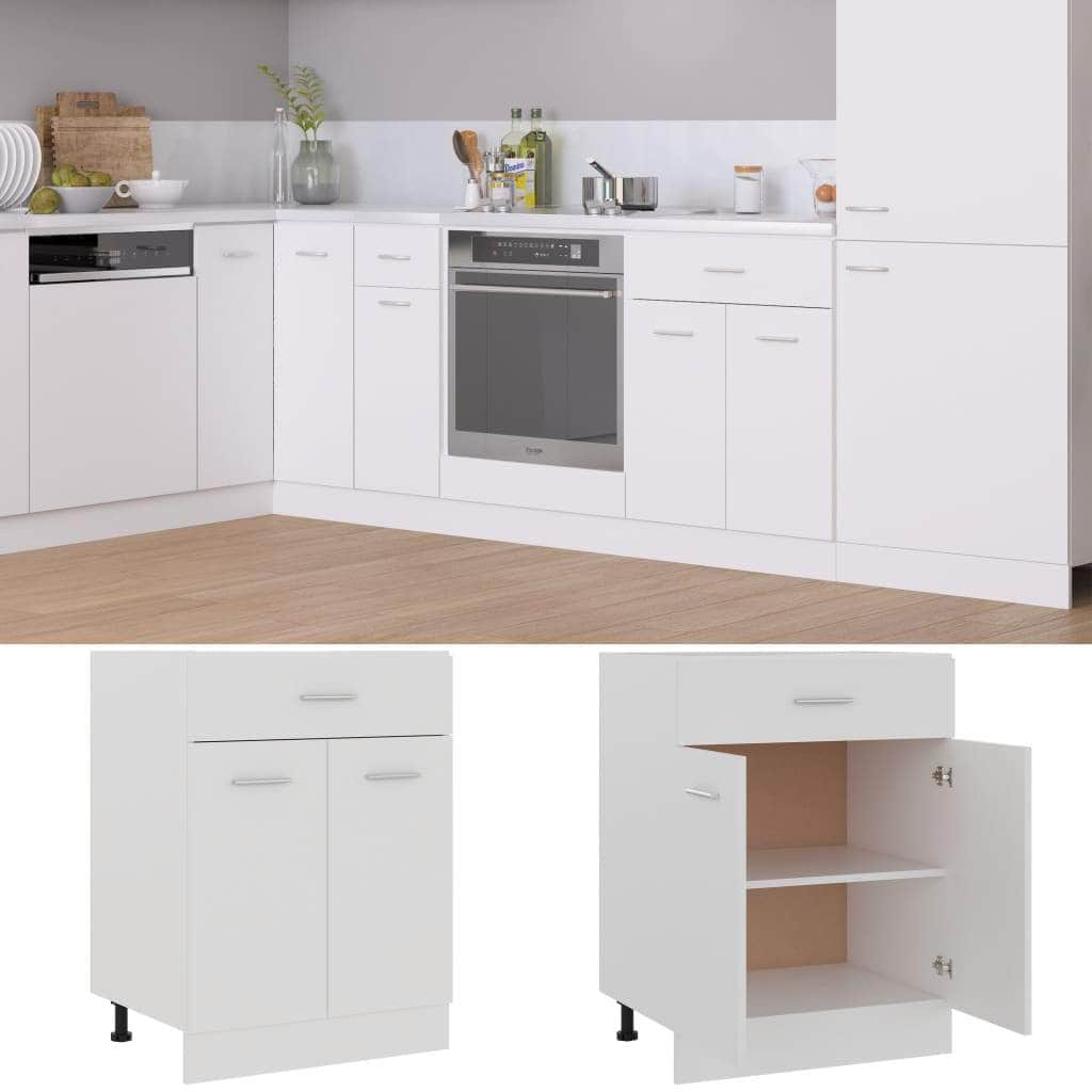 Stylish Drawer Bottom Cabinet White Engineered Wood