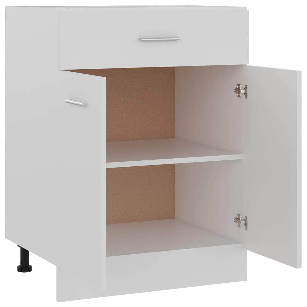 Stylish Drawer Bottom Cabinet White Engineered Wood