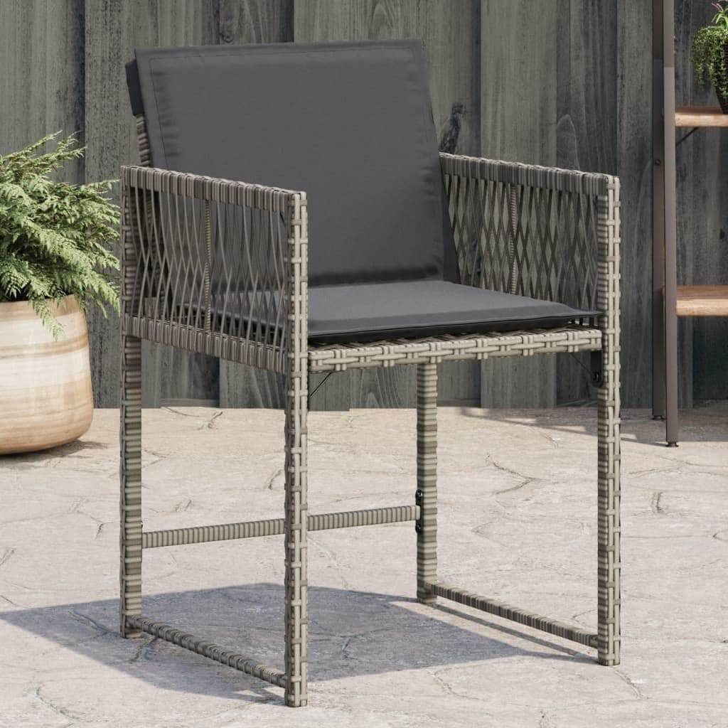 Stylish: Garden Chairs with Cushions 4 pcs Black Poly Rattan