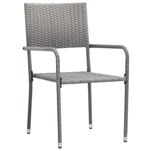 Stylish Garden Dining Chairs 2 pcs Stackable Grey Poly Rattan