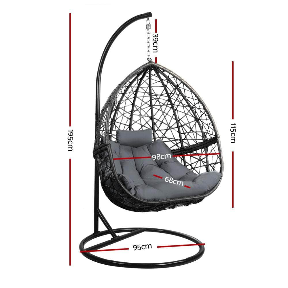 Stylish Grey Wicker Egg Swing Chair with Cushion