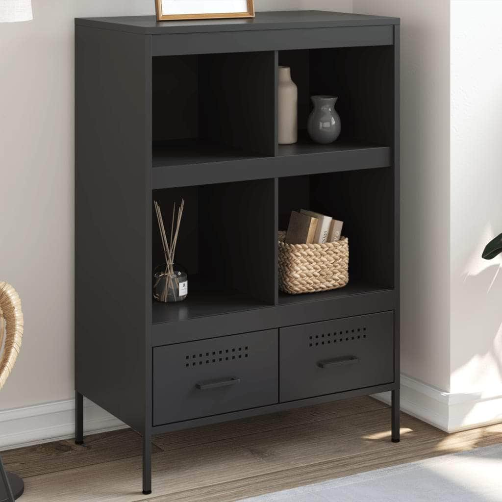 Stylish Highboard Black Cold-rolled Steel