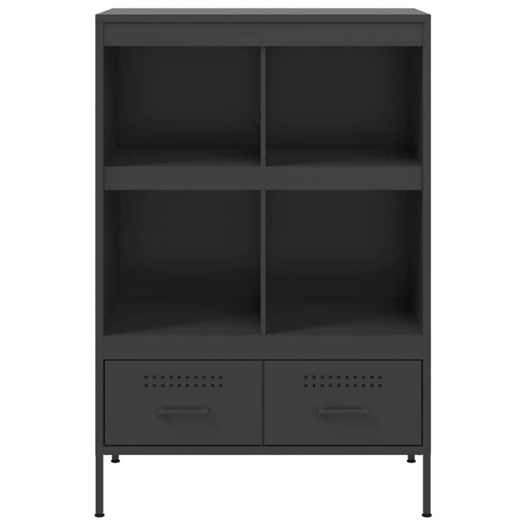 Stylish Highboard Black Cold-rolled Steel