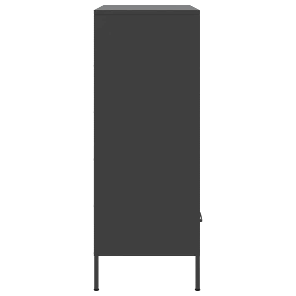 Stylish Highboard Black Cold-rolled Steel