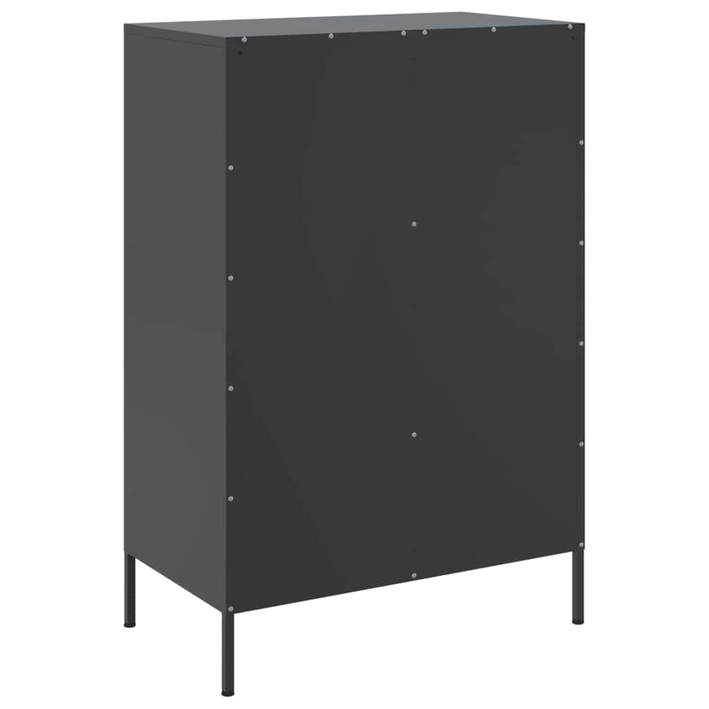 Stylish Highboard Black Cold-rolled Steel