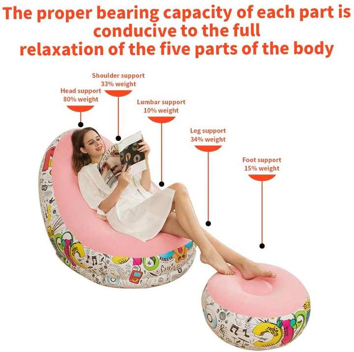 Stylish Inflatable Sofa Chair with Ottoman -Portable