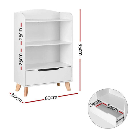 Stylish Kids Bookshelf with Drawer - 3 Tiers