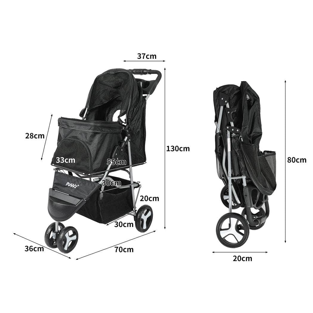 Stylish Large Pet Stroller Dog Cat Carrier Black