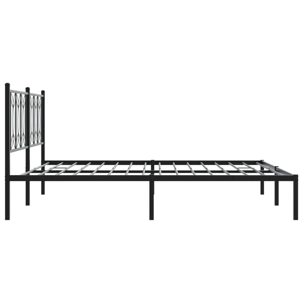 Stylish Metal Bed Frame with Headboard Black King Size