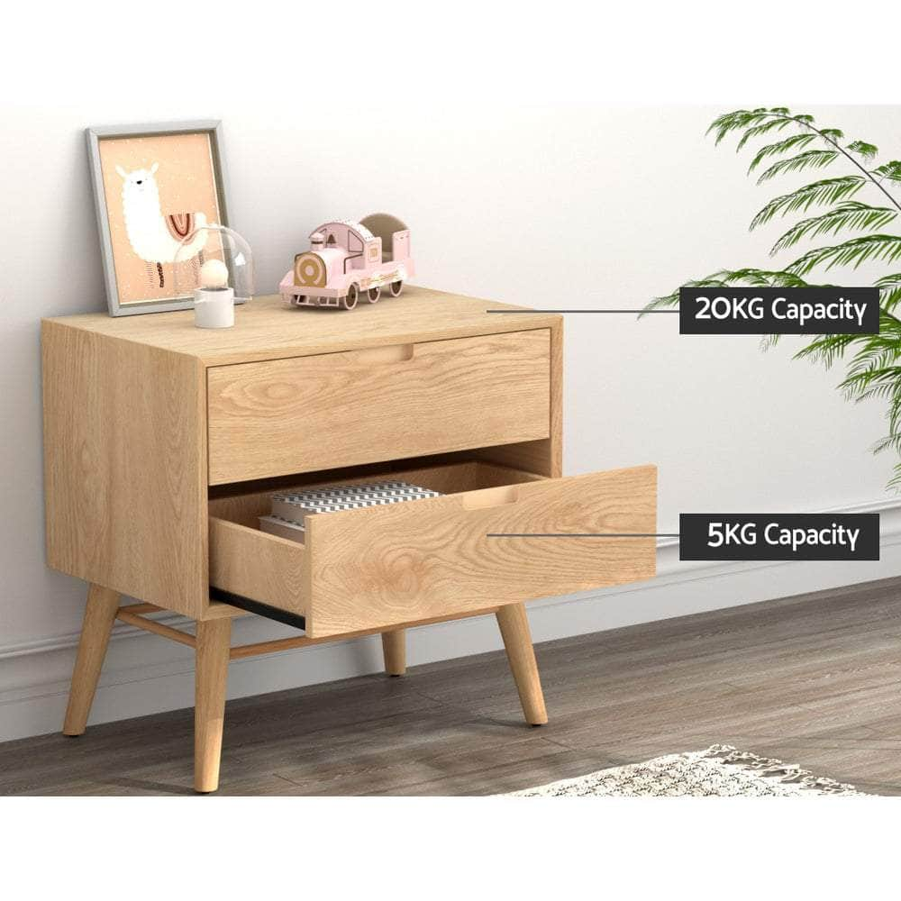 Stylish Oak Bedside Table with Drawers