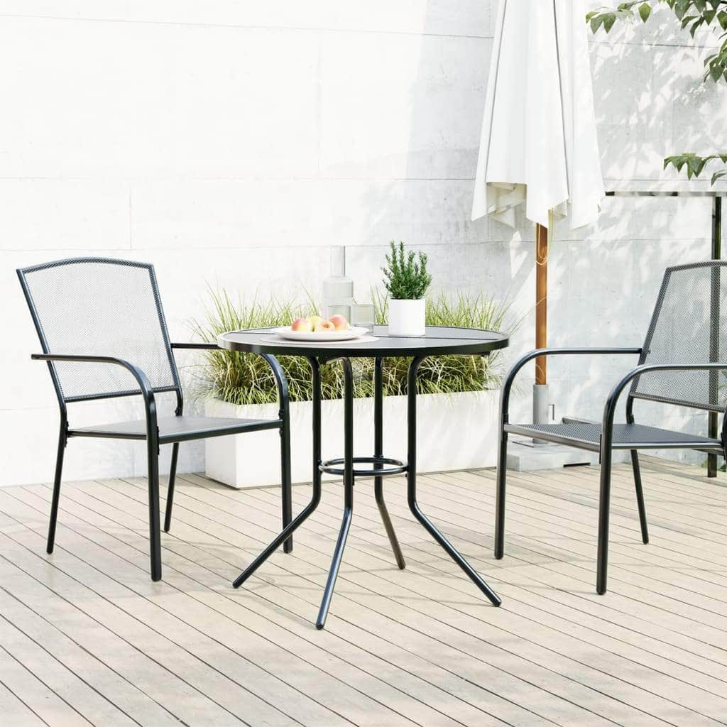 Stylish Patio Table Round Anthracite Powder-coated Steel