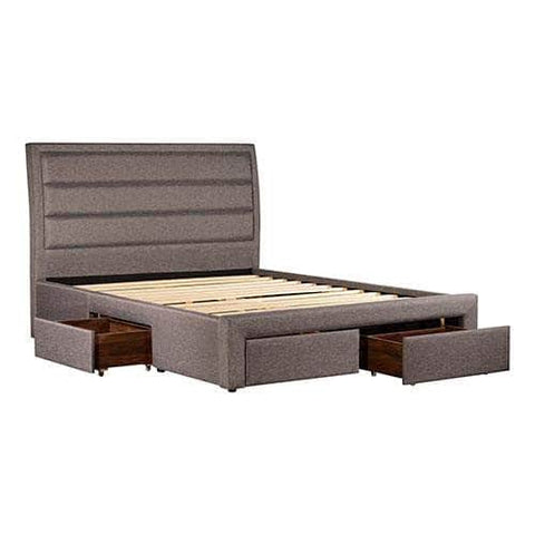 Stylish Queen Storage Bed with Fabric Upholstery and Drawers