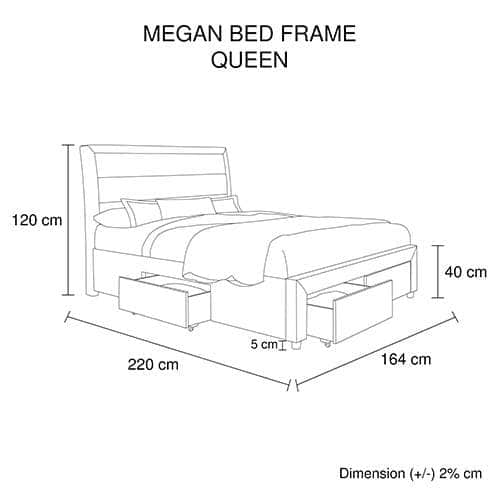 Stylish Queen Storage Bed with Fabric Upholstery and Drawers