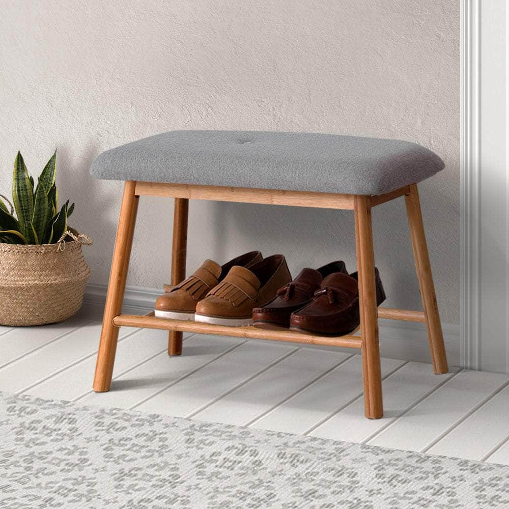 Stylish Shoe Rack Bench with Fabric Seat - 2 Pairs