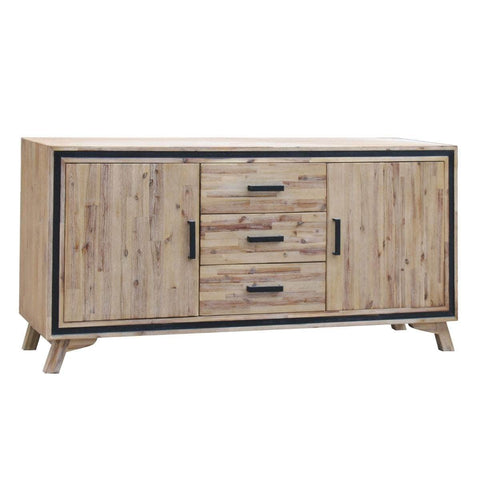 Stylish Silver Brush Buffet Sideboard with Acacia and Veneer Frame