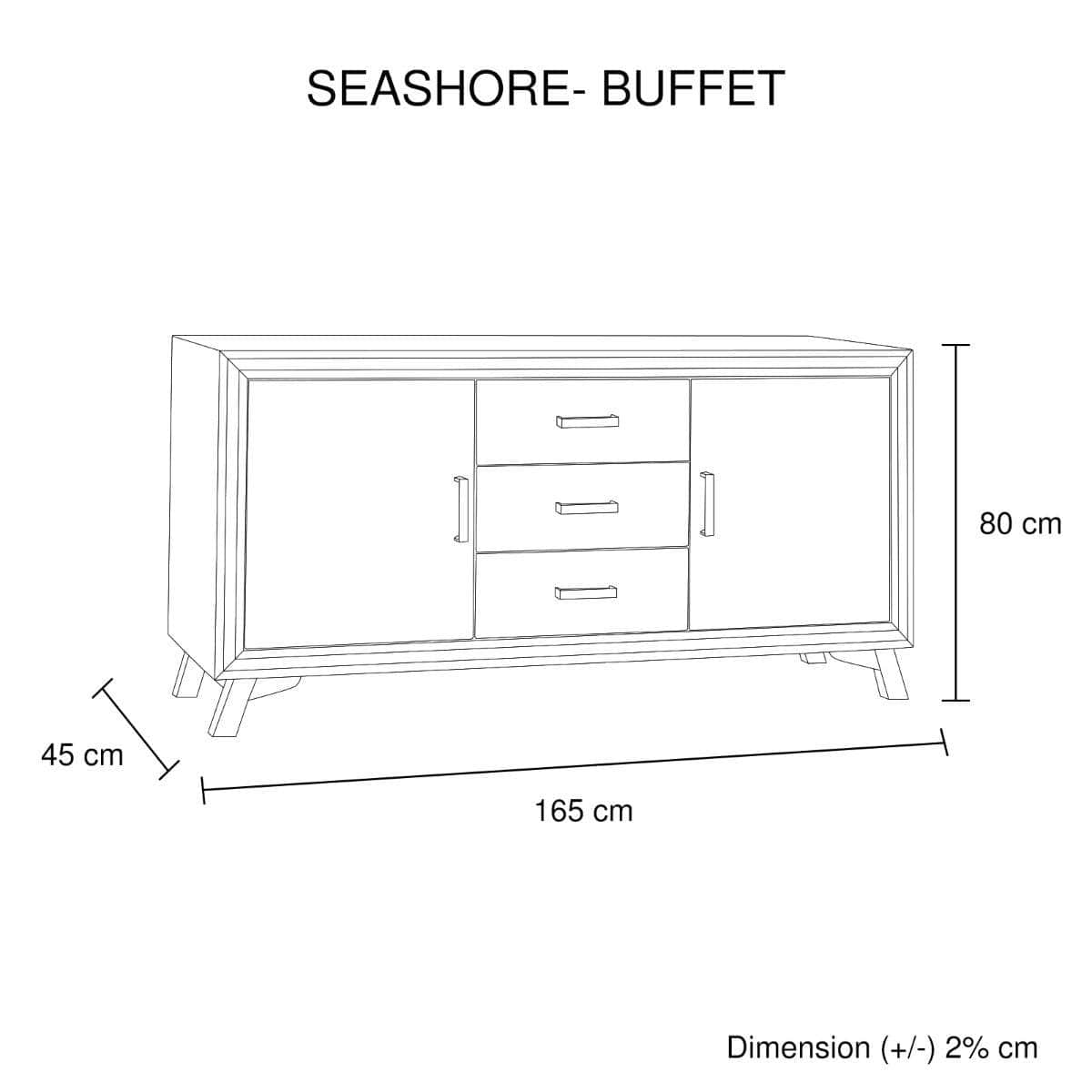 Stylish Silver Brush Buffet Sideboard with Acacia and Veneer Frame