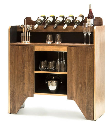 Stylish Wooden Wine Cabinet with Built-in Bottle Holders