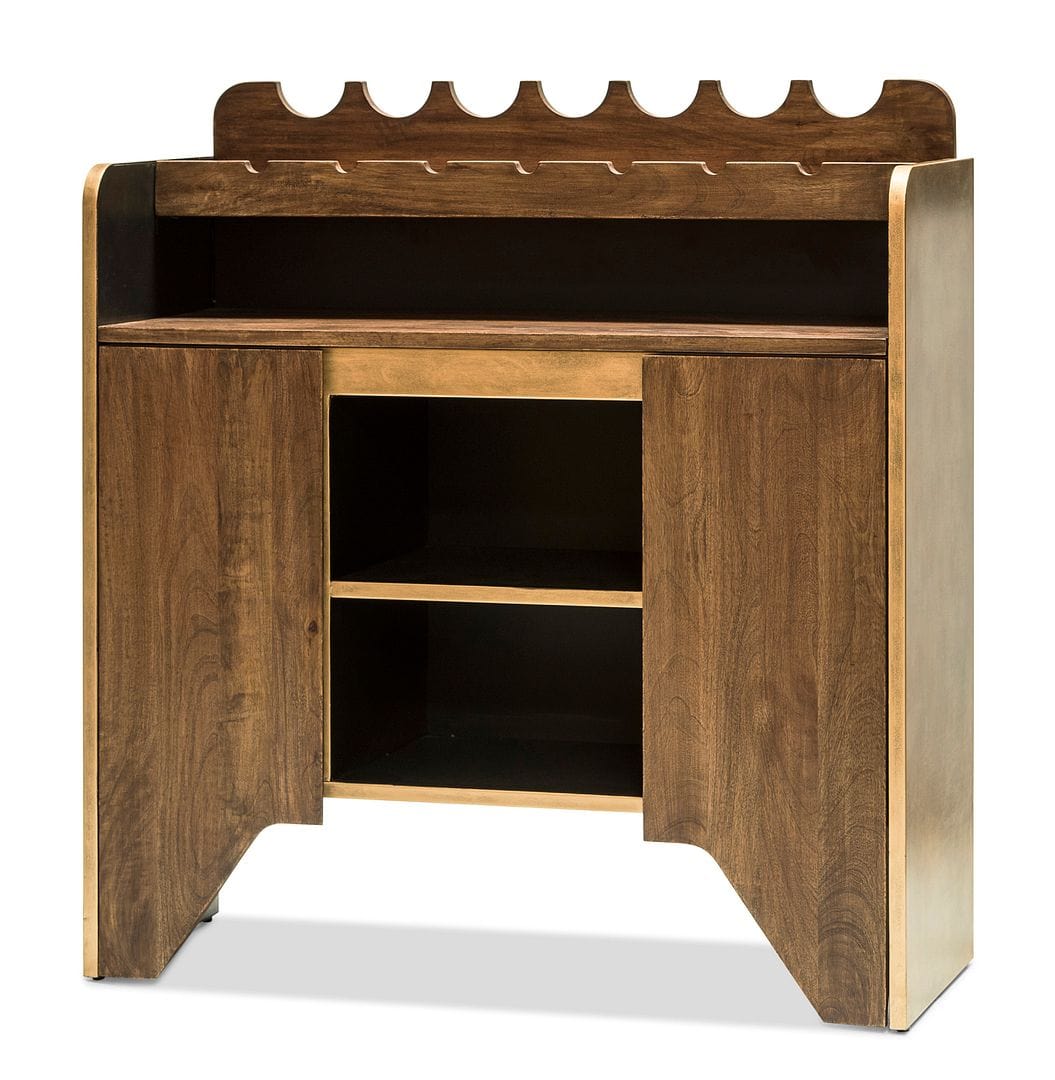 Stylish Wooden Wine Cabinet with Built-in Bottle Holders