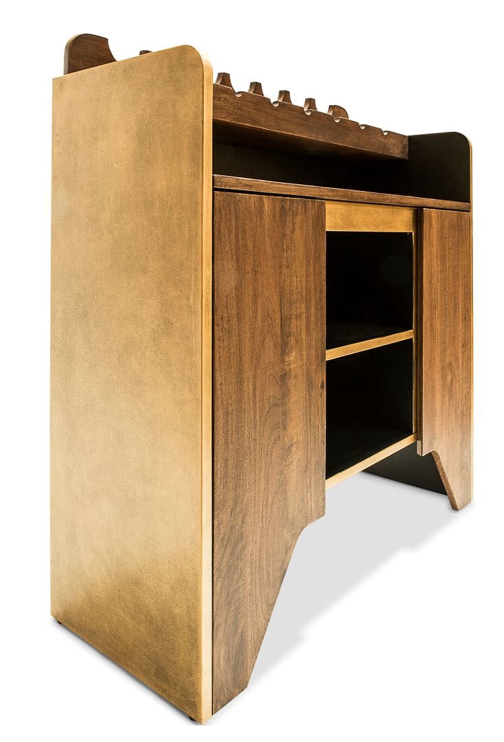 Stylish Wooden Wine Cabinet with Built-in Bottle Holders