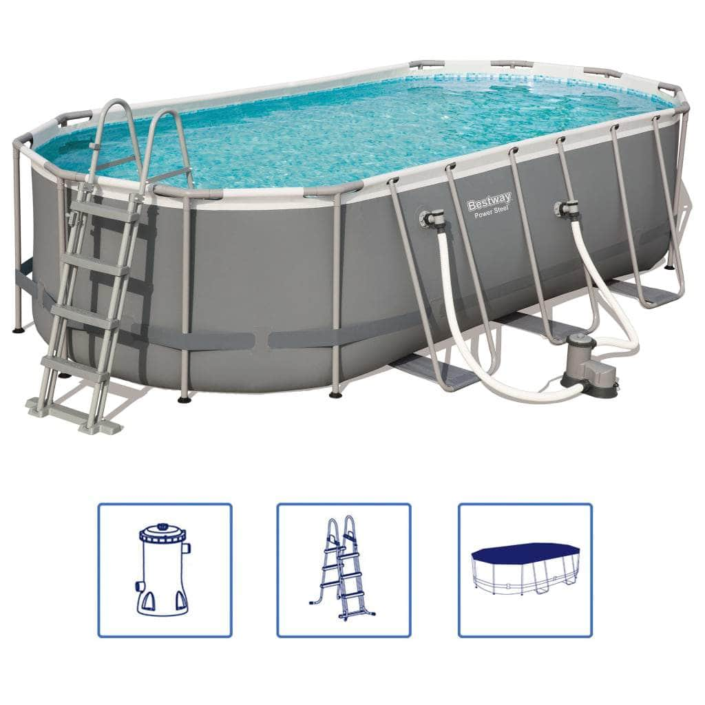 Summertime Bliss: Bestway Power Steel Oval Swimming Pool Set