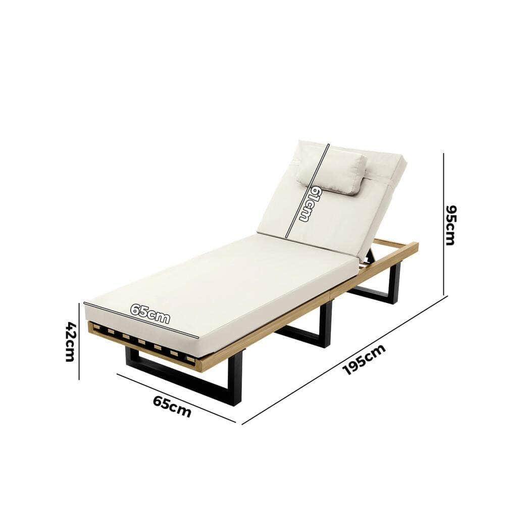 Sun Lounge Outdoor Lounger Beige/Grey