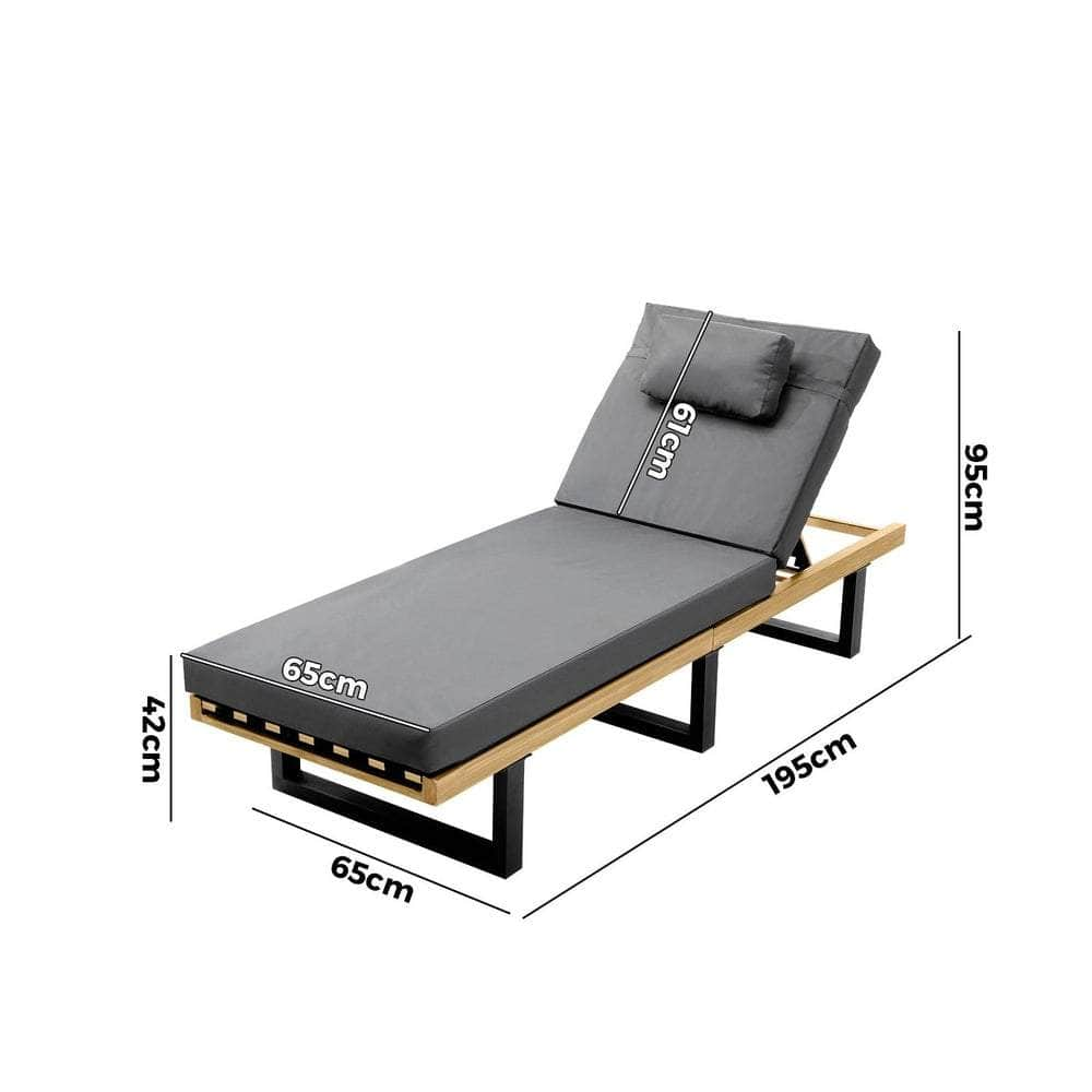 Sun Lounge Outdoor Lounger Beige/Grey