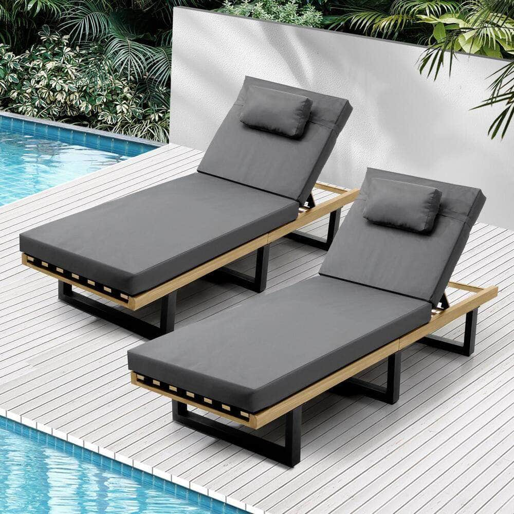 Sun Lounge Outdoor Lounger Beige/Grey