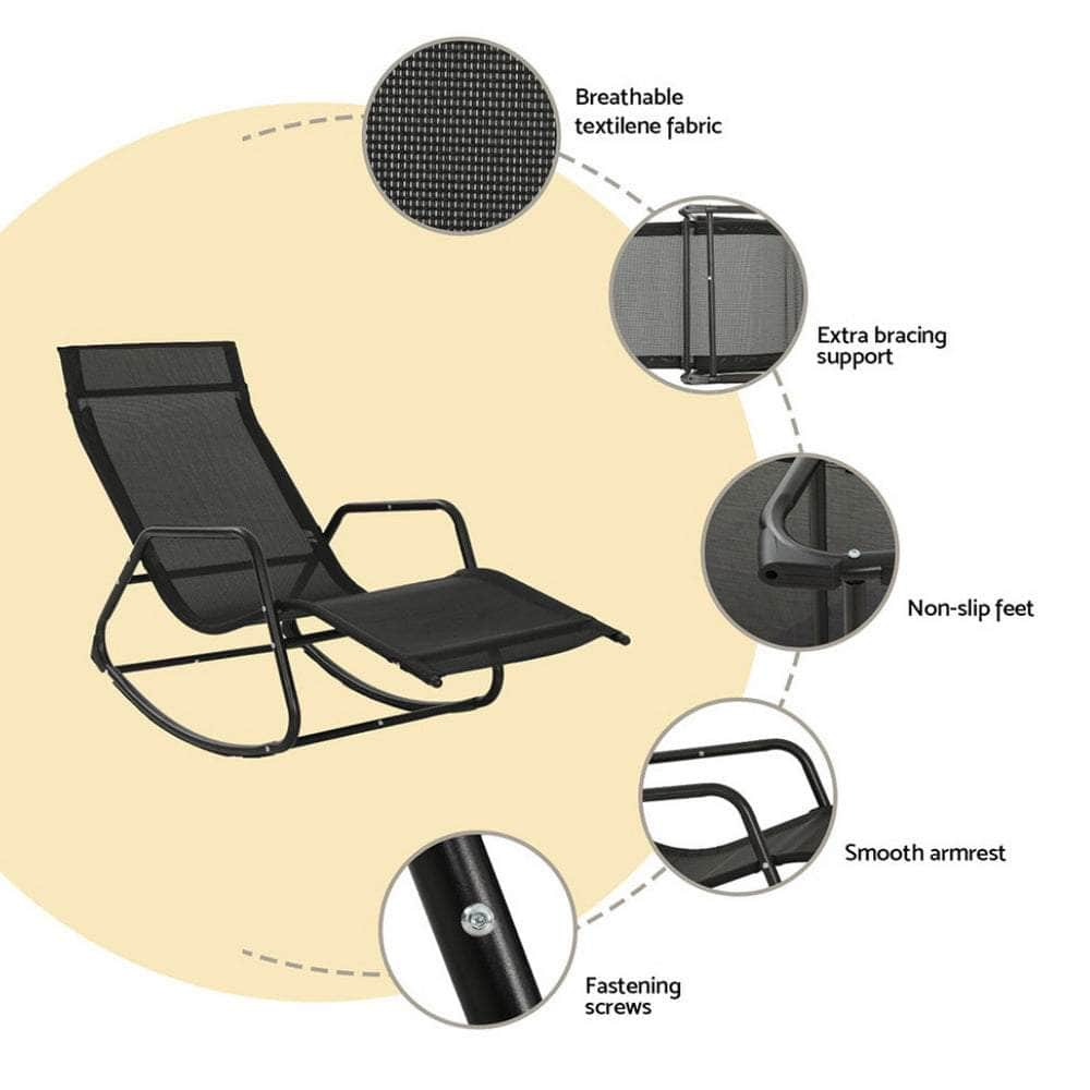 Sun Lounge Rocking Chair Outdoor Lounger Patio Furniture Pool Garden