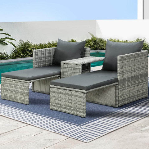 Sun Lounge Wicker Lounger Patio Outdoor Setting Day Bed Garden