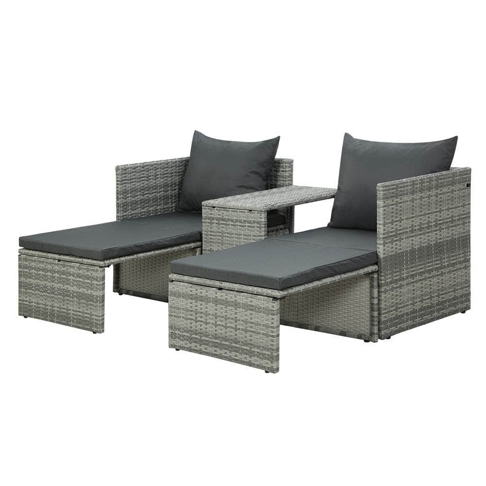 Sun Lounge Wicker Lounger Patio Outdoor Setting Day Bed Garden