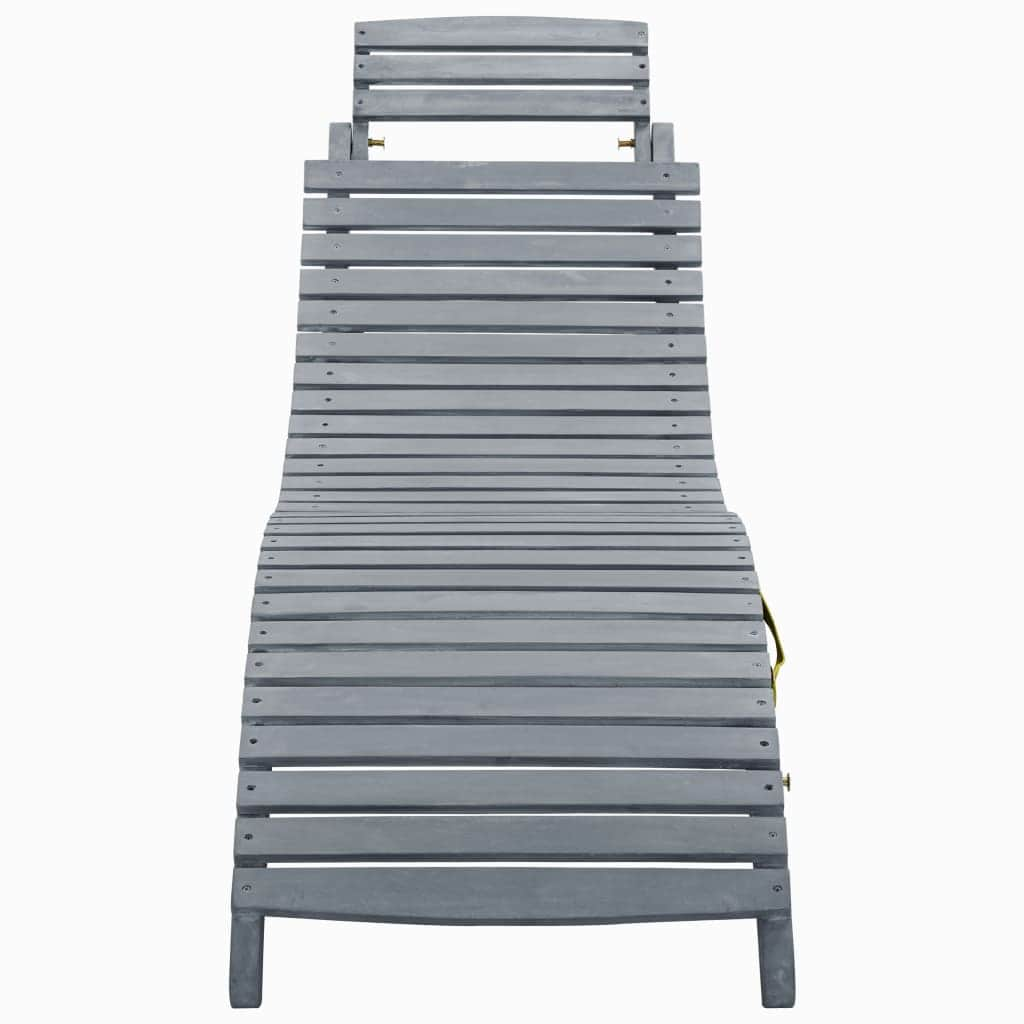 Sun Lounger Grey Wash Solid Acacia Wood