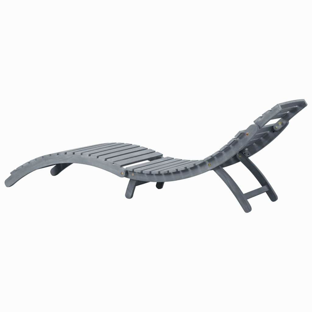 Sun Lounger Grey Wash Solid Acacia Wood