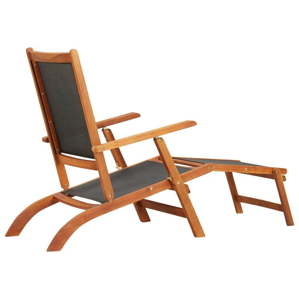 Sun Lounger Solid Acacia Wood and Textilene