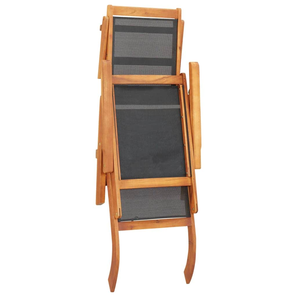 Sun Lounger Solid Acacia Wood and Textilene