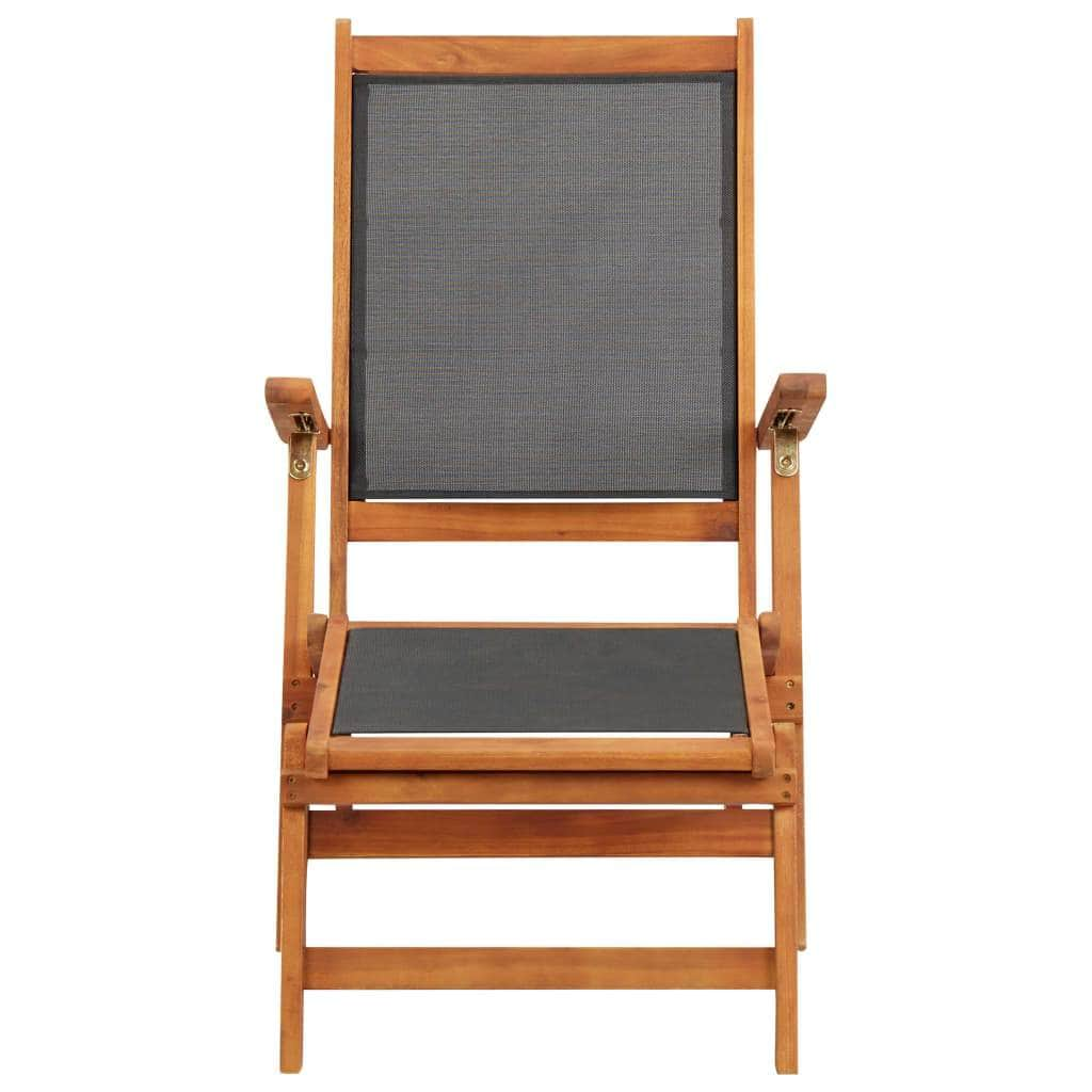 Sun Lounger Solid Acacia Wood and Textilene