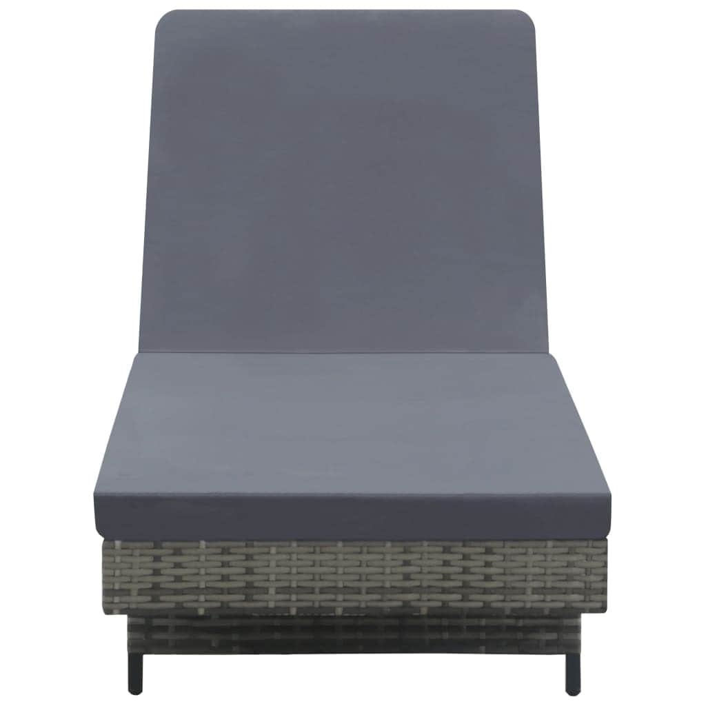 Sun Lounger with Wheels and Cushion Poly Rattan Anthracite