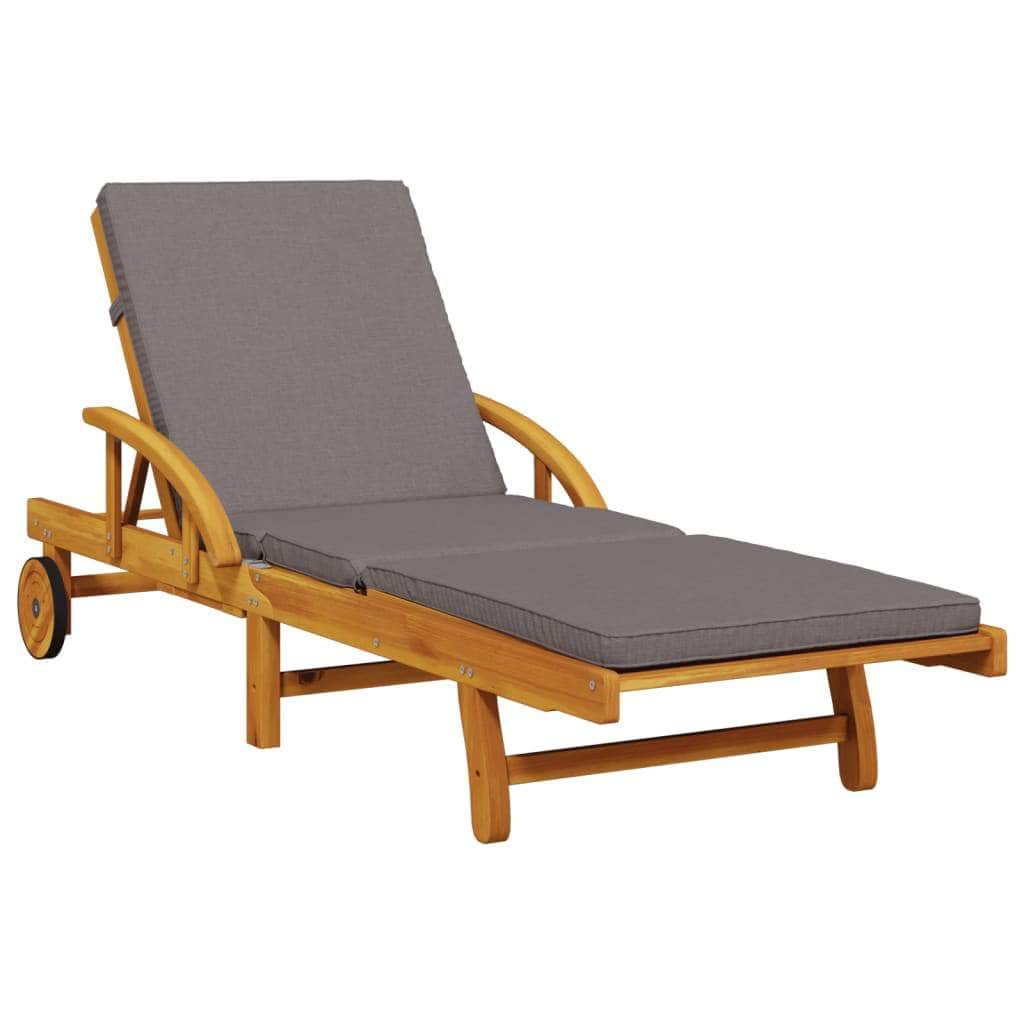 Sun Loungers 2 pcs with Cushions-Solid Wood Acacia