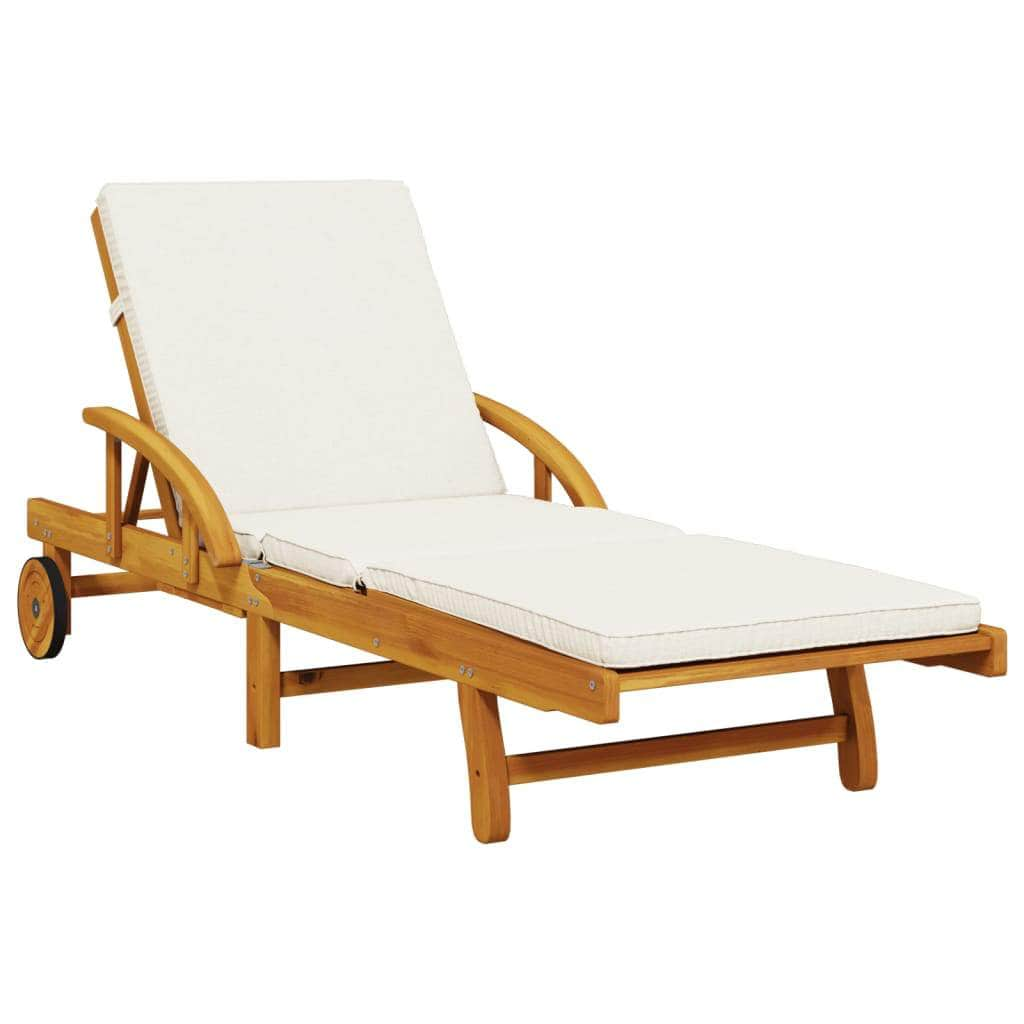 Sun Loungers 2 pcs with Cushions Solid Wood Acacia