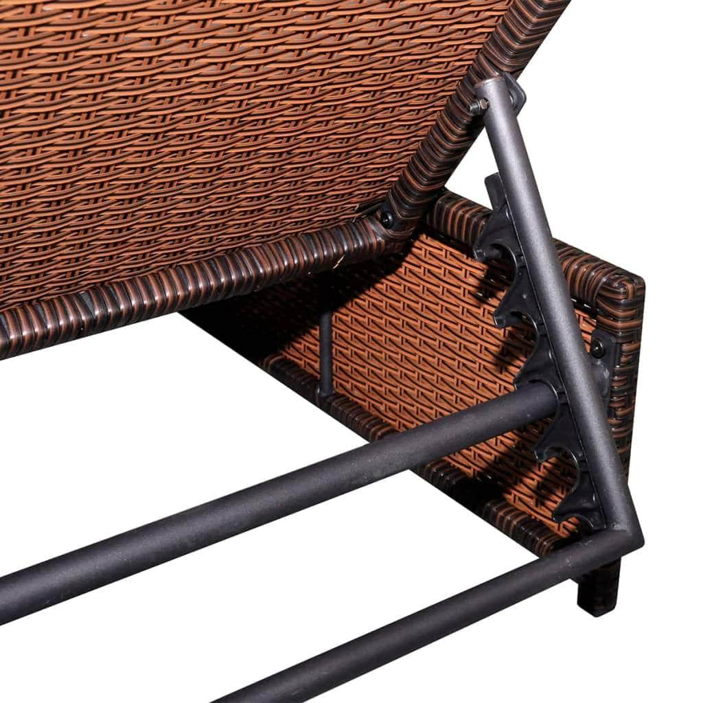 Sun Loungers 2 pcs with Table Poly Rattan Brown