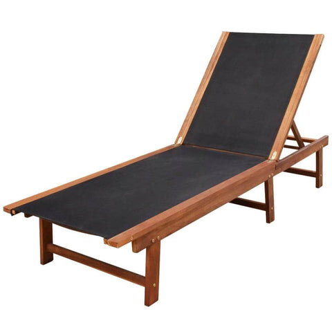 Sun Loungers 2 pcs with Table Solid Acacia Wood and Tetilene