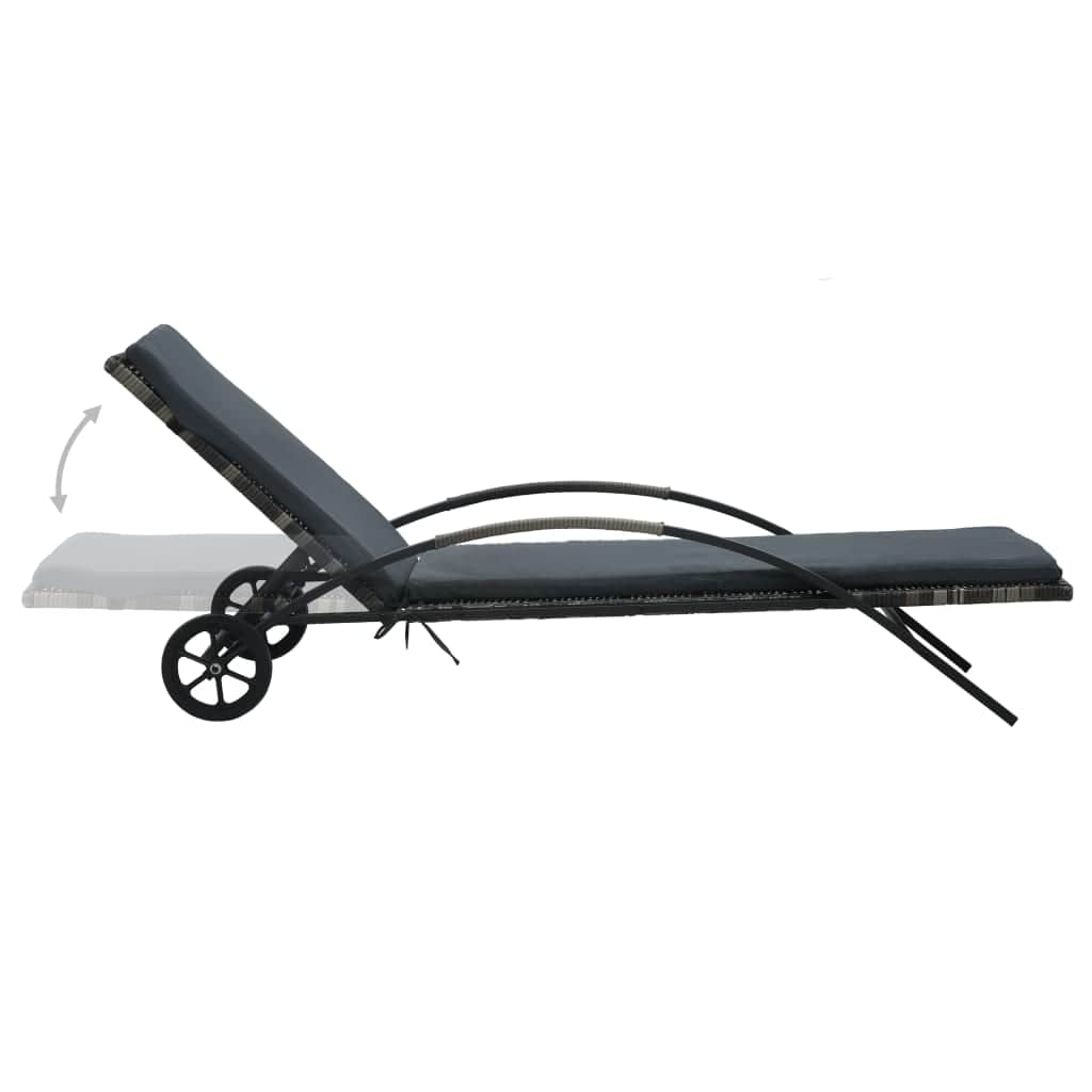 Sun Loungers with Table Poly Rattan Anthracite