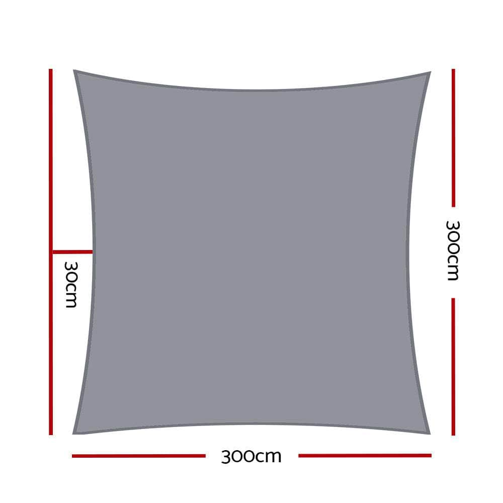 Sun Shade Sail Cloth Shadecloth Rectangle Canopy Grey 280Gsm 3X3M