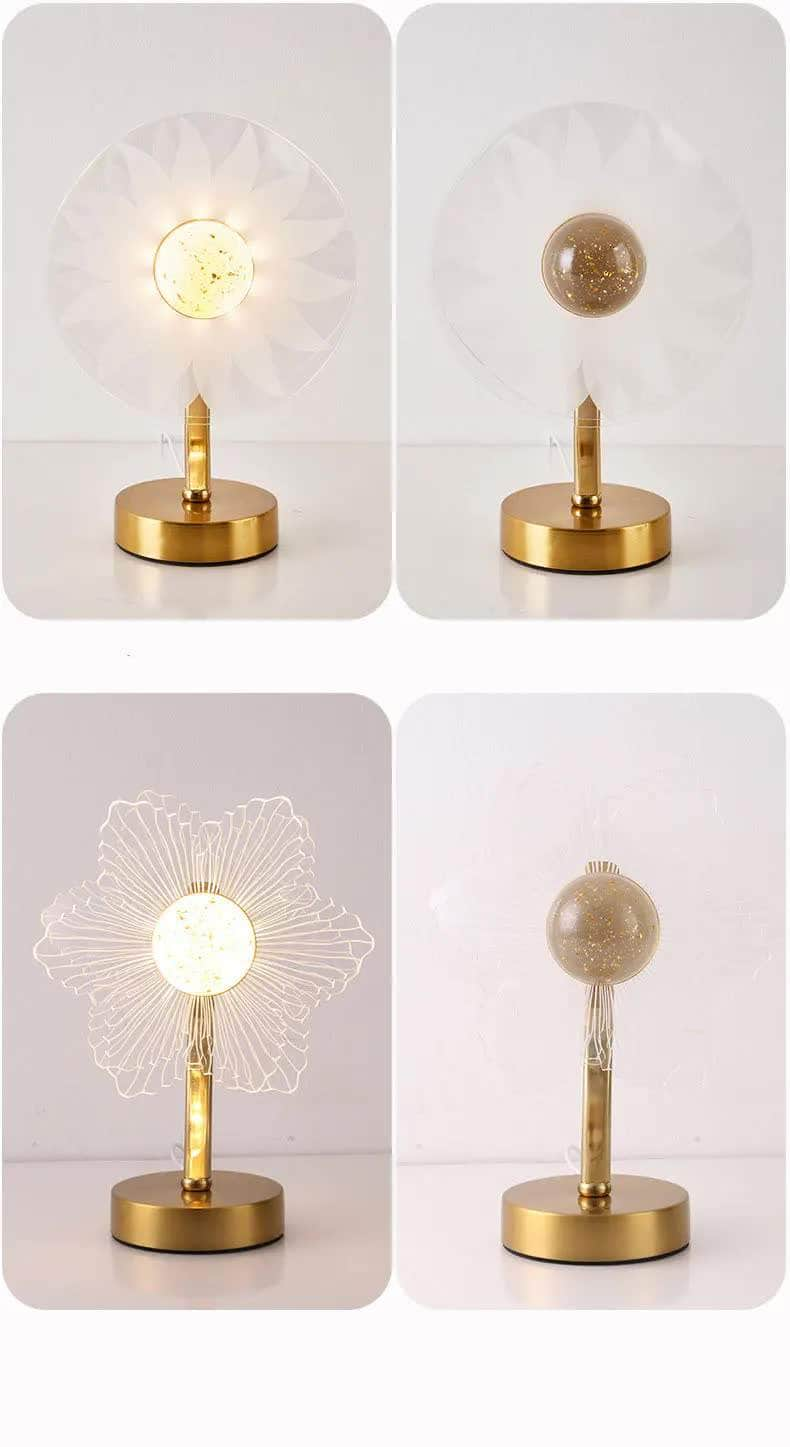 Sunflower Shape Luxury Acrylic Table Lamp - Modern USB Powered Night Light