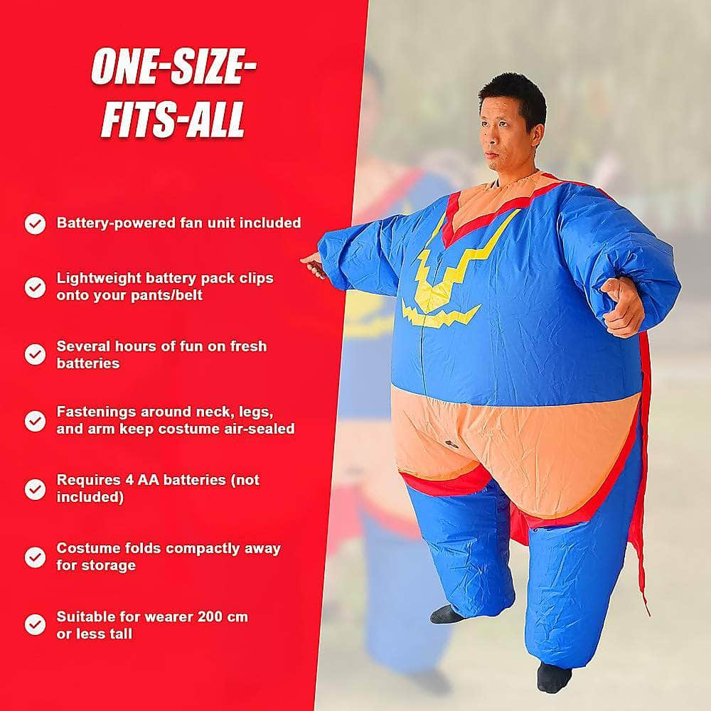 Super Hero Fancy Dress Inflatable Suit - Fan Operated Costume