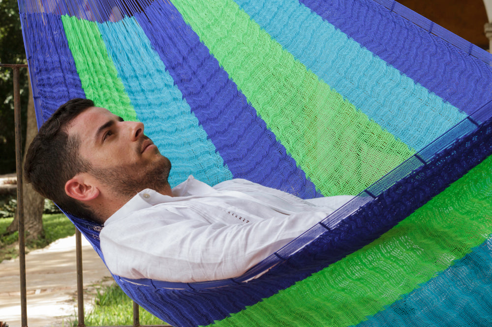 Queen Size Super Nylon Mexican Hammock in Oceanica Colour