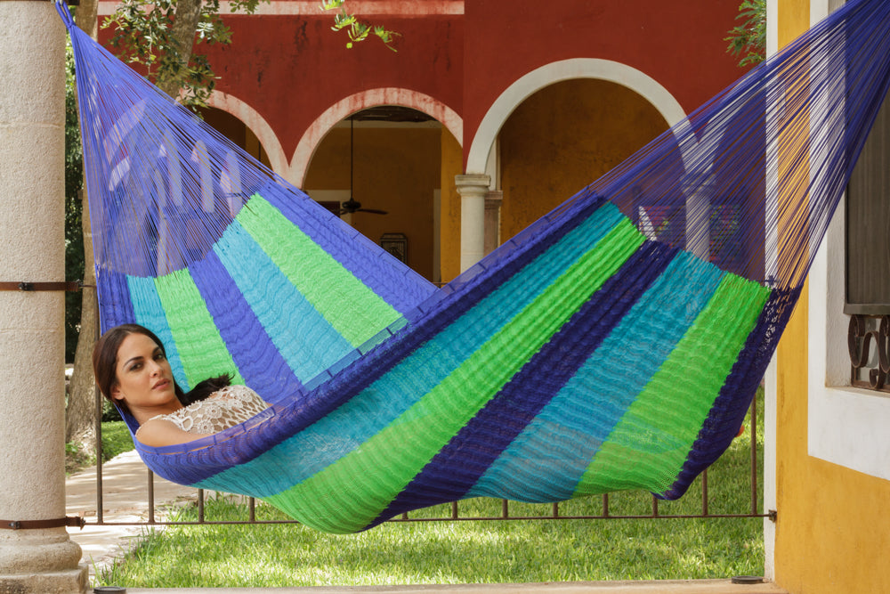 Queen Size Super Nylon Mexican Hammock in Oceanica Colour