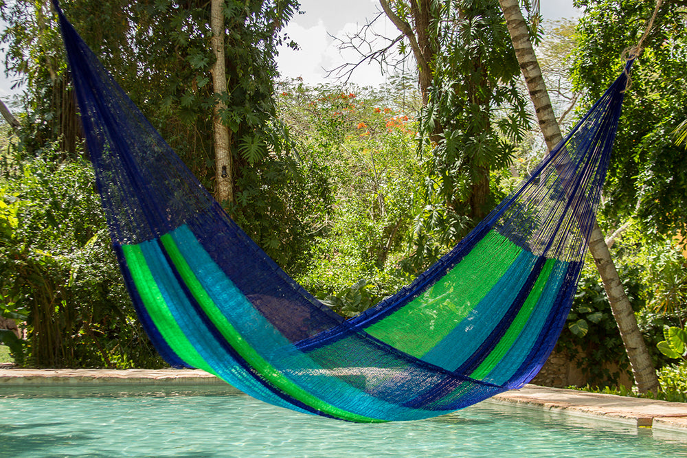 Queen Size Super Nylon Mexican Hammock in Oceanica Colour