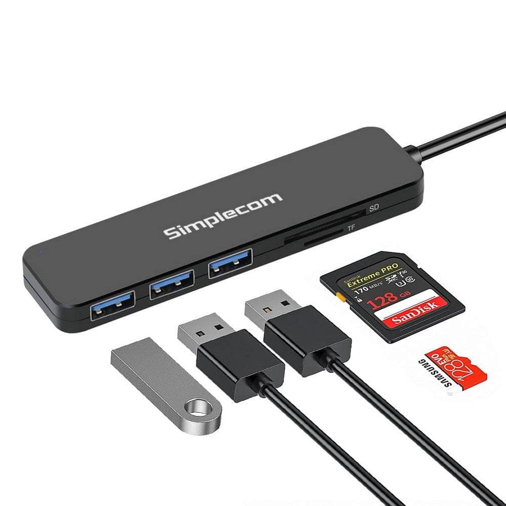 Superspeed 3 Port Usb 3.0 (Usb 3.2 Gen 1) Hub With Sd Microsd Card Reader