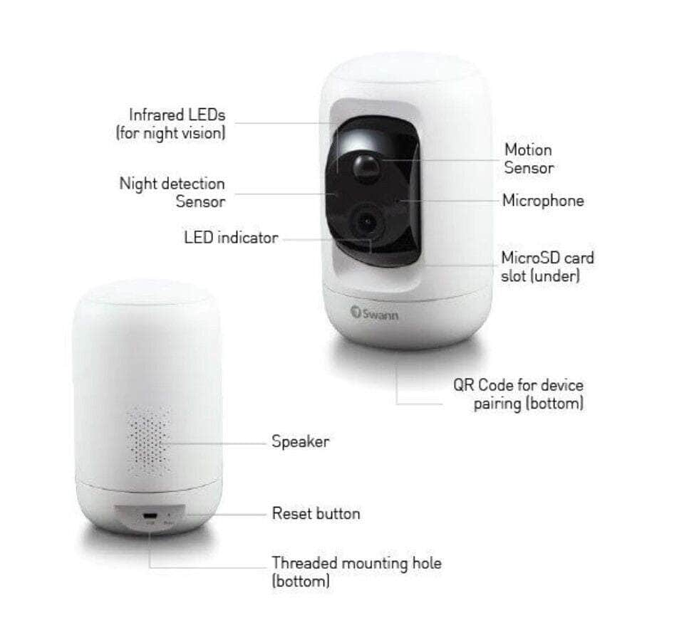 Swann Pan & Tilt Wi-Fi Security Camera 2 Way Audio 32GB SD SWIFI-PTCAM232