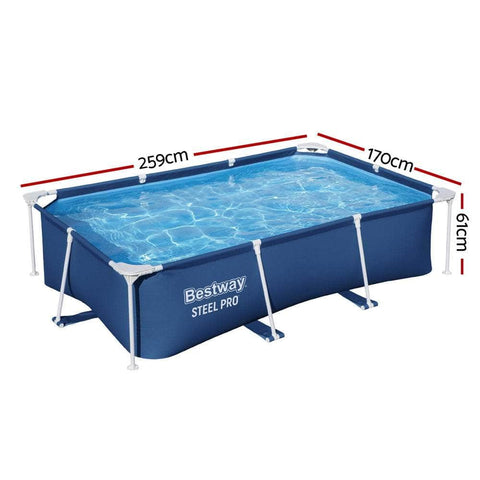 Swimming Pool 259X170X61Cm Steel Frame Above Ground Pools 2300L